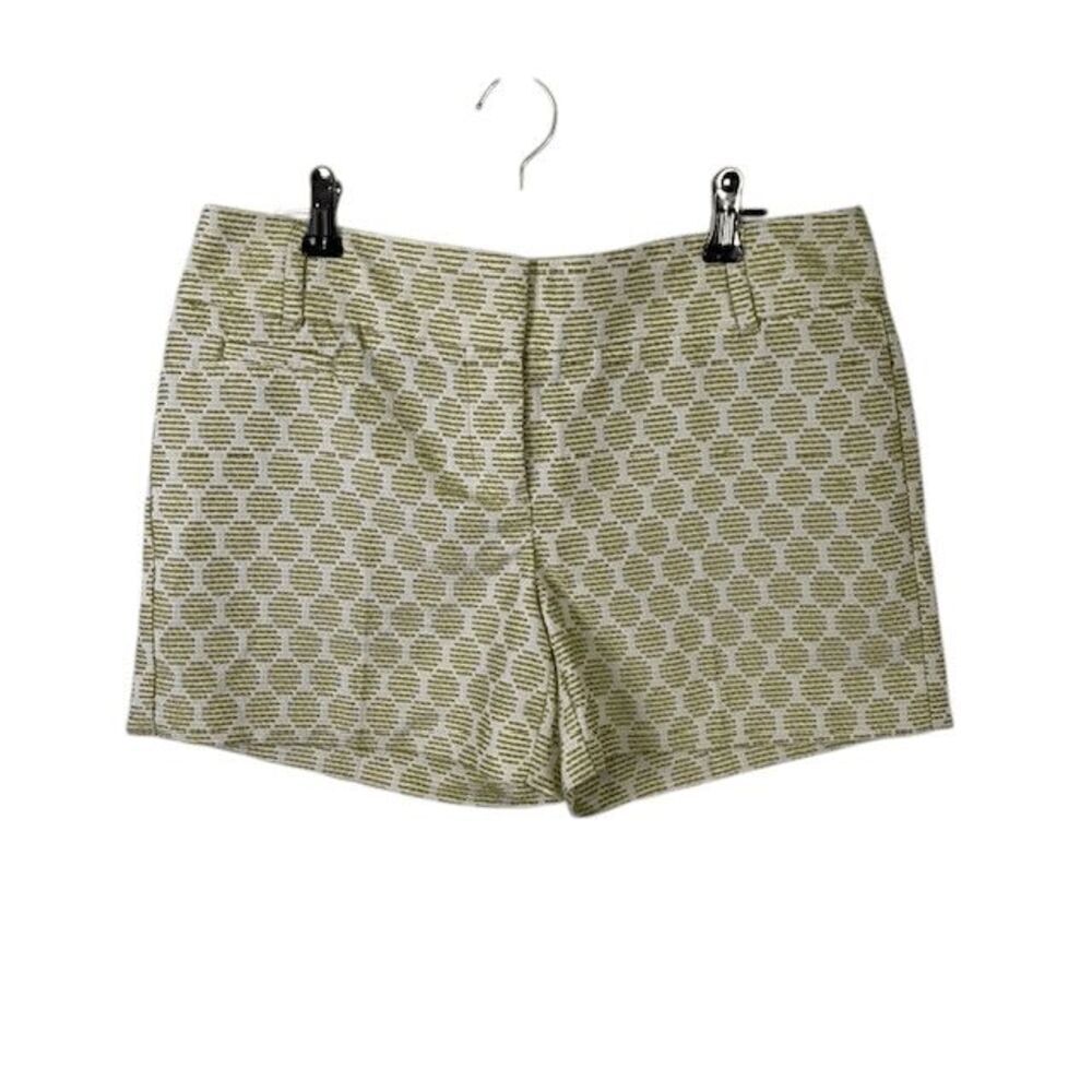 Loft Textured Embroidered Dress Shorts Trouser Shorts Green White Size 2‎
